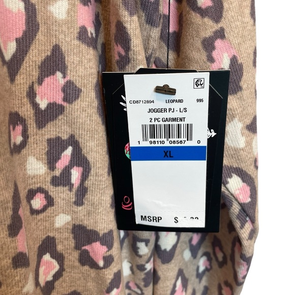 Cuddl Duds Brushed Knit Jogger Pajama Set Leopard XL New - Picture 5 of 11
